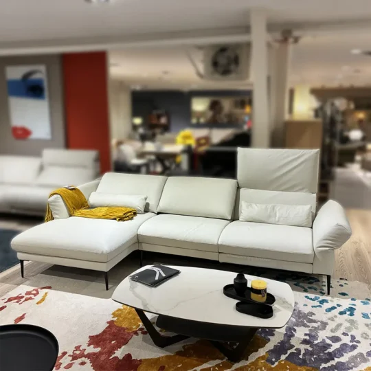 Canape Angle Cuir Blanc Ermes Vazard Home Aubaine