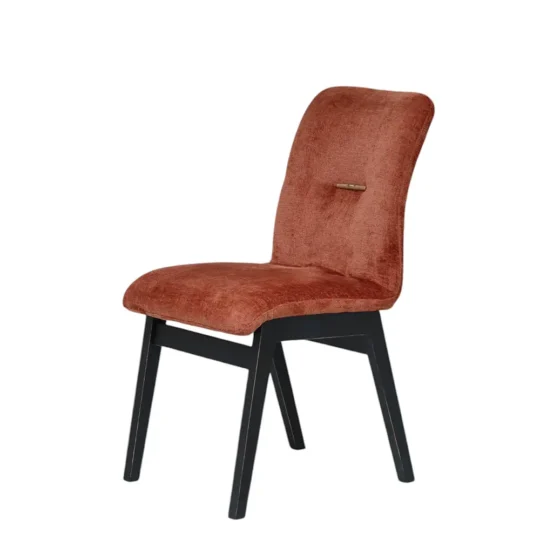 Chaise Chene Massif Noir Tissu Rouille Moderne Cardiff