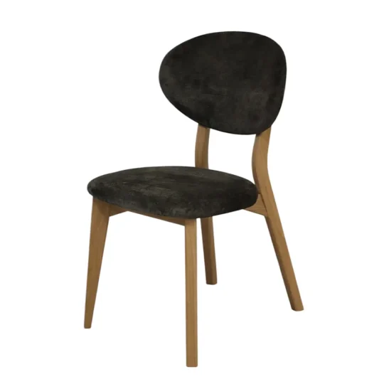 Chaise Chene Massif Tissu Noir Thales