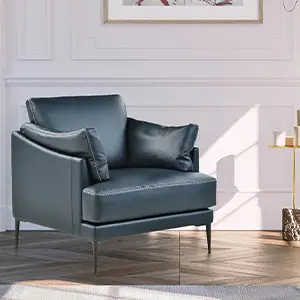 Fauteuil Fleur Cuir Bleu Vazard Home V