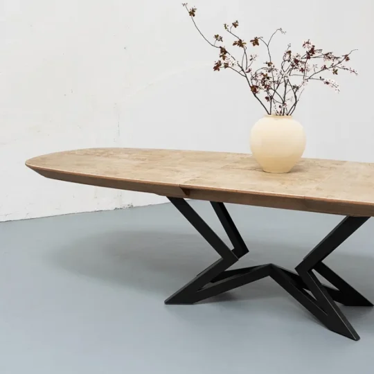 Table Ovale Contemporaine Pied Central Plateau Ceramique Tari