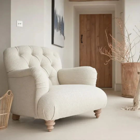 Timeless Chesterfield Fauteuil Anglais Tissu Bouclette Tetrad Duffle