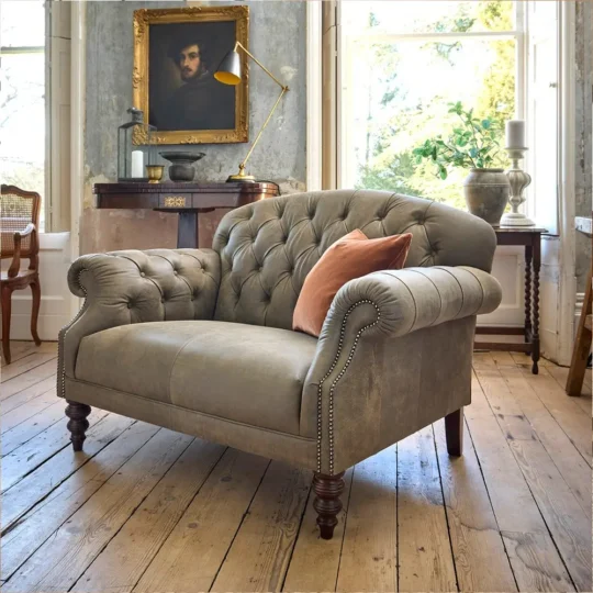 Timeless Chesterfield Fauteuil Chesterfield Anglais Chic Cuir Gris Tetrad Arbroath