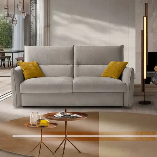 Canape Tissu Gris Convertible Lit Matelas Aker