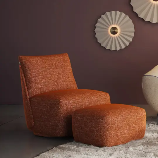 Fauteuil Chauffeuse Design Tissu Orange Hugo