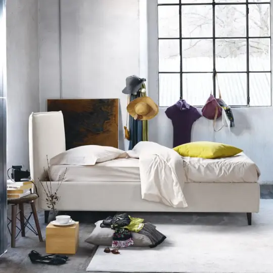 Lit Coffre Beige Deco Gain De Place Rangement Noctis Bob