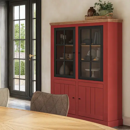 Vitrine Rouge Ambiance Campagne Chic Ateliers De Langres Cosy