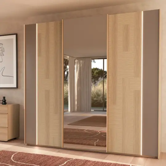 Armoire Trois Portes Coulissantes Miroir Classique Chic Celio Made In France Majestic