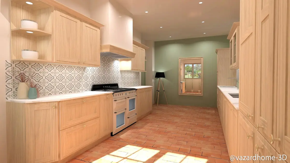 Dessin 3d Cuisine Campagne Chic Bois Renovation Maison Ancienne Vazardhome