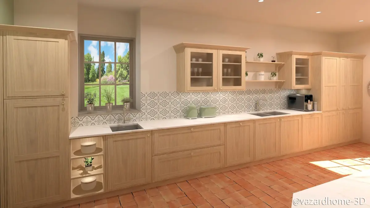 Dessin 3d Cuisine Campagne Chic Implantation Personnalisee Cuisiniste Vazardhome