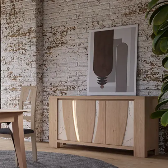 Buffet Bois Ceramique Blanche Style Naturel Correze