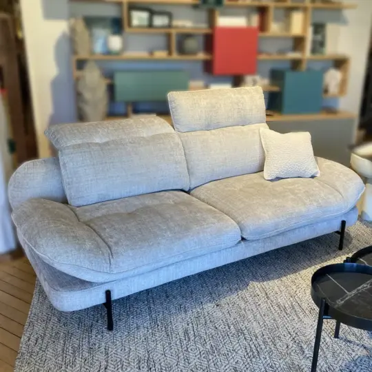 Canape Meridienne Tissu Gris Edo Showroom Vazardhome