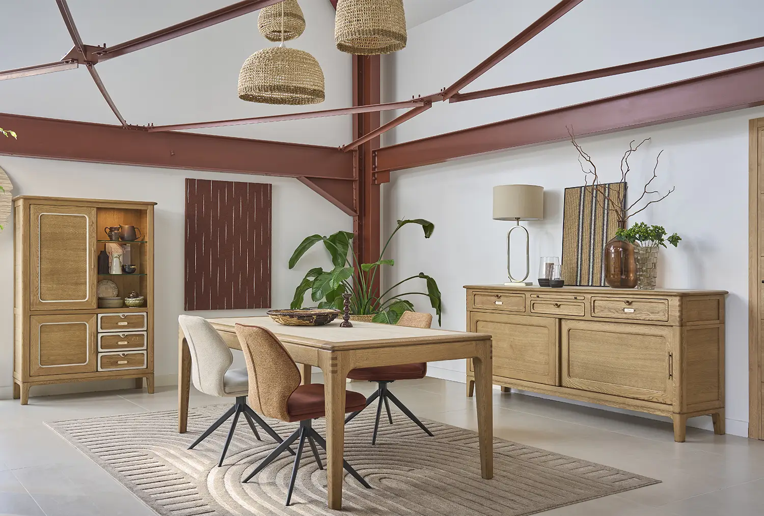 Salle A Manger Buffet Vitrine Rustique Moderne Bois Finition Blanche Jazz Artcopi