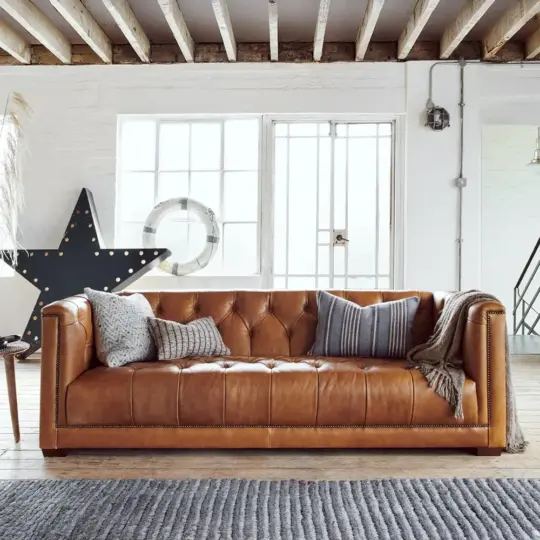 Timeless Chesterfield Canape Anglais Cuir Capitons Grand Confort Tetrad Vagabond