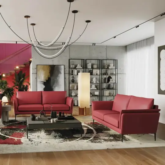 Canape Contemporain Cuir Rouge Neology Major