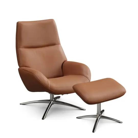 Fauteuil Relax Design Cuir Repose Pieds Kebe Lotus