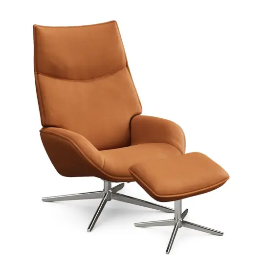 Fauteuil Relax Moderne Cuir Repose Pieds Kebe Dahlia