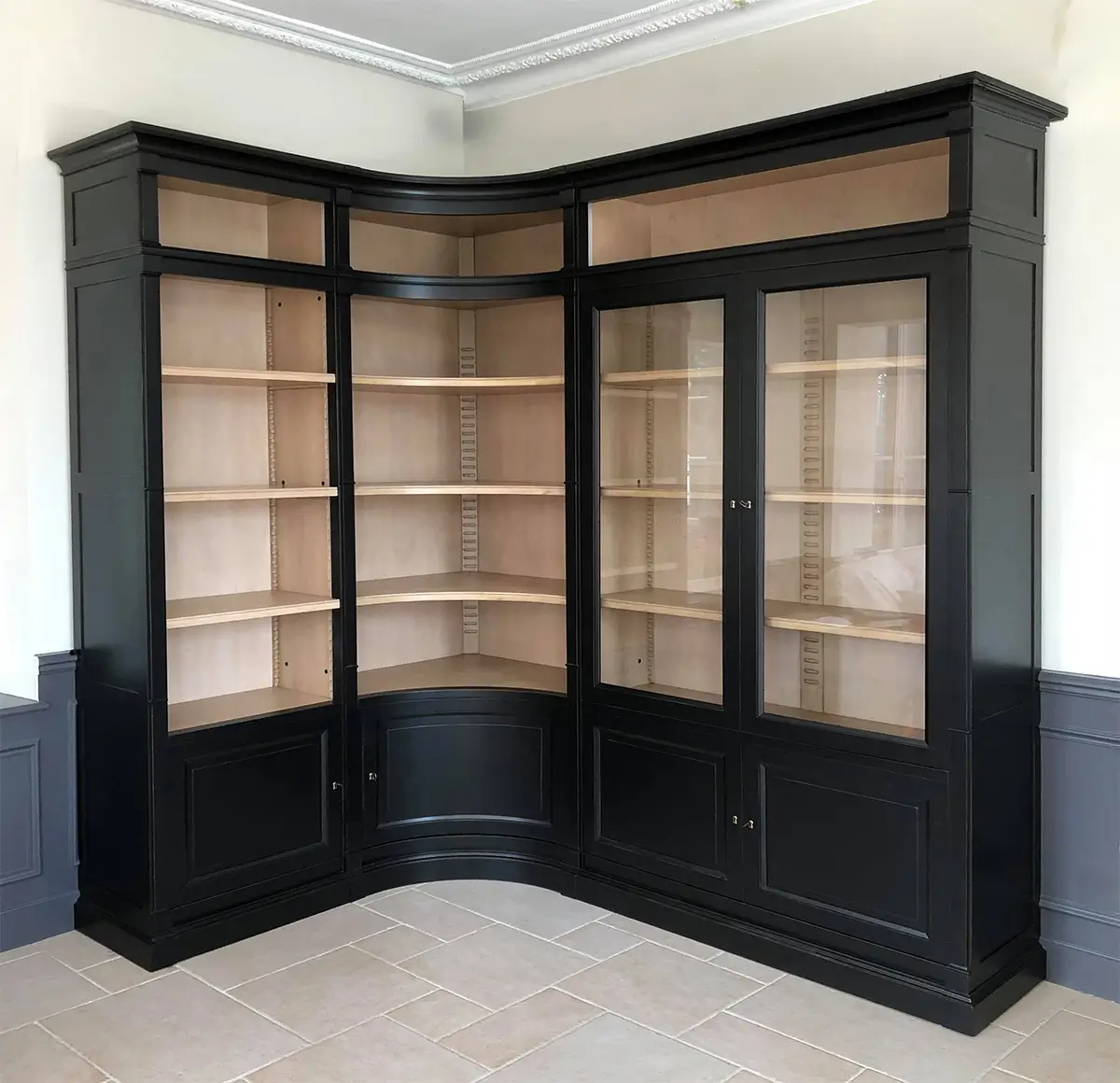 Bibliotheque Angle Classique Chic Noire Sur Mesure Vazardhome Pjb 20a