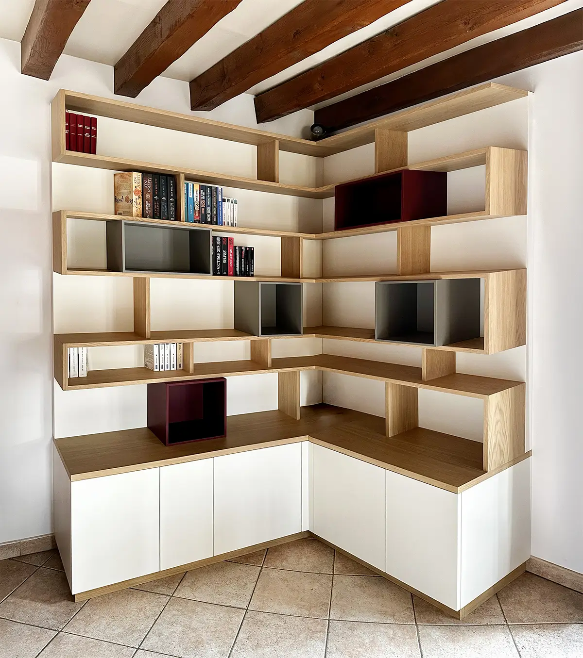 Bibliothèque Asymétrique Angle Sur Mesure Niches Vazardhome Pjb 24c