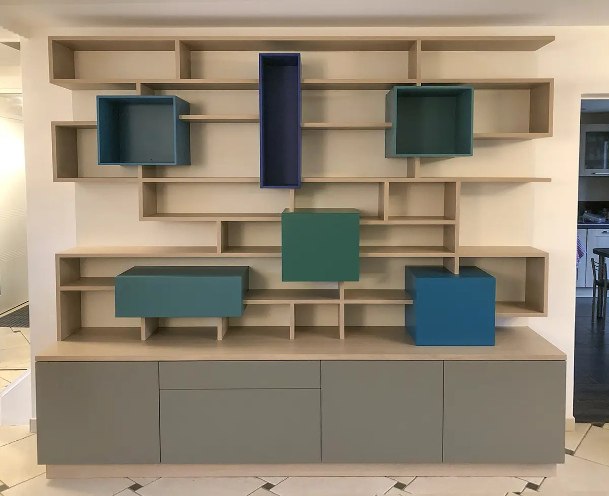 Bibliothèque Asymétrique Sur Mesure Niches Bleu Design Vazardhome Pjb 24d