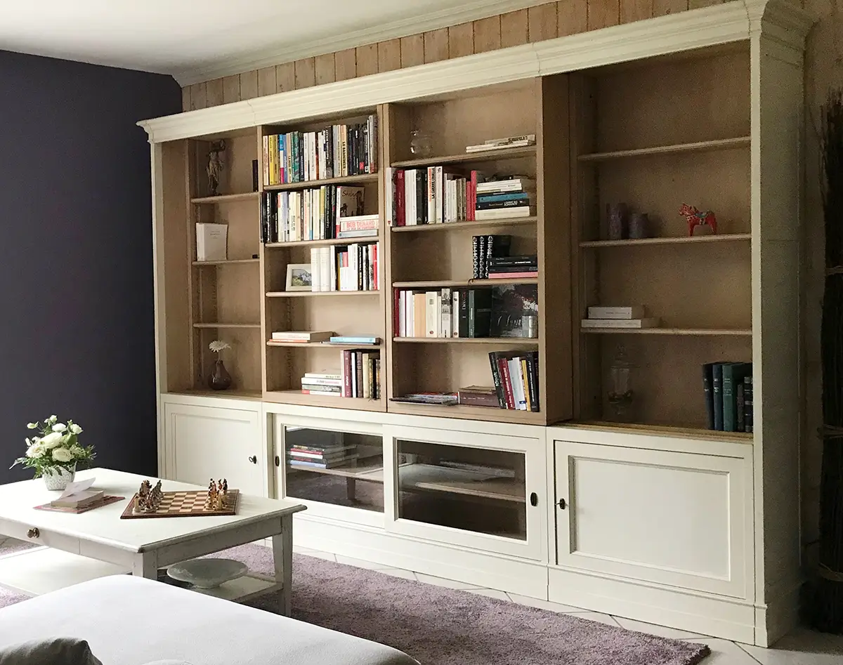 Bibliotheque Porte Coulissante Sur Mesure Classique Beige Vazardhome Pjb 20g
