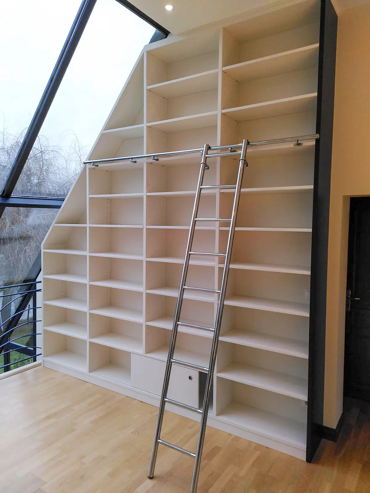 Bibliothèque Sur Mesure Blanche Echelle Vazardhome Pjb 24e