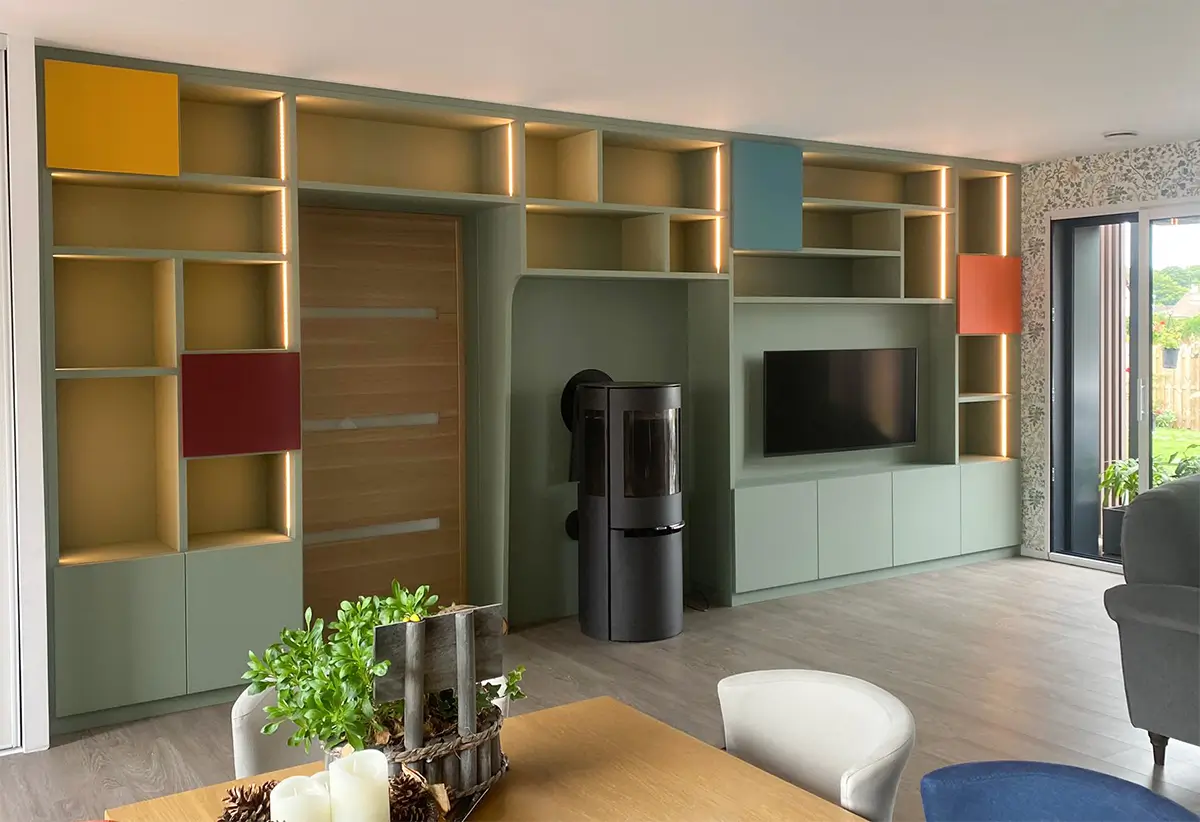 Bibliothèque Sur Mesure Contemporaine Porte Vert Vazardhome Pjb 26b
