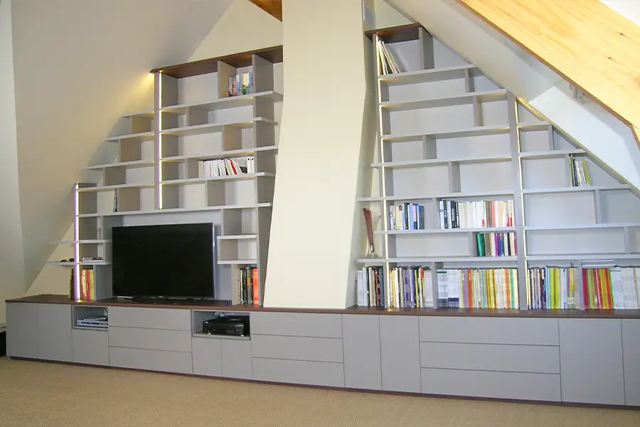 Bibliotheque Sur Mesure Contemporaine Sous Pente Vazardhome Pjb 20c