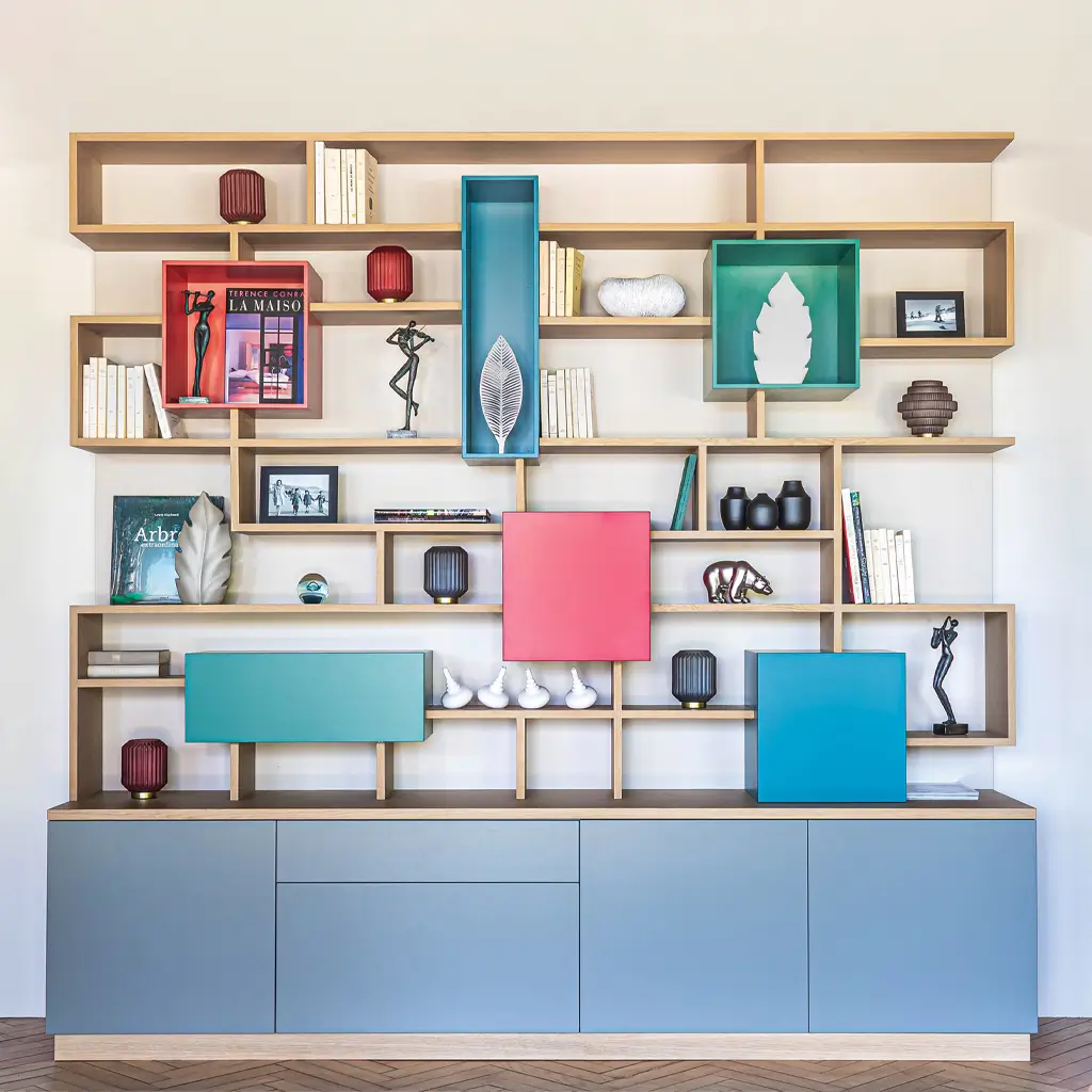 Bibliotheque Sur Mesure Niches Couleurs Moderne Vazardhome Pjb 20b
