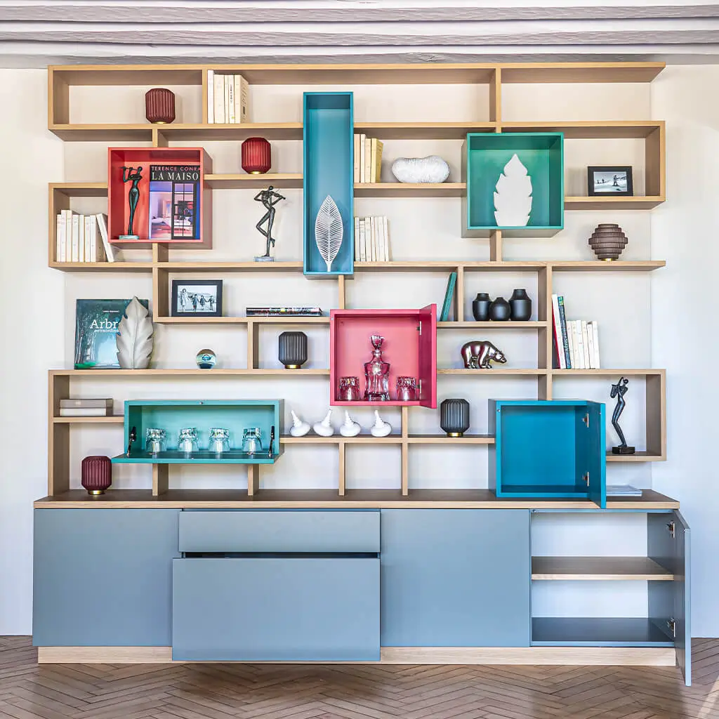 Bibliotheque Sur Mesure Ouverte Niches Couleurs Vazardhome Pjb 20b