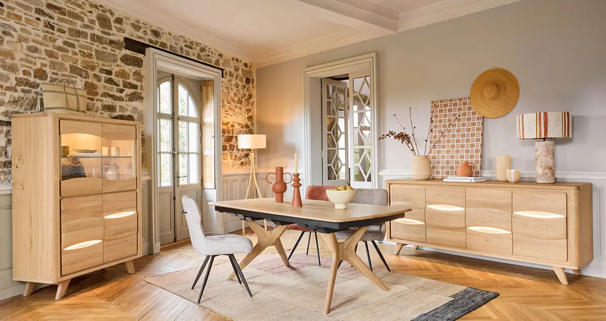 Salle A Manger Naturel Moderne Bois Ceramique Blanche Olonne