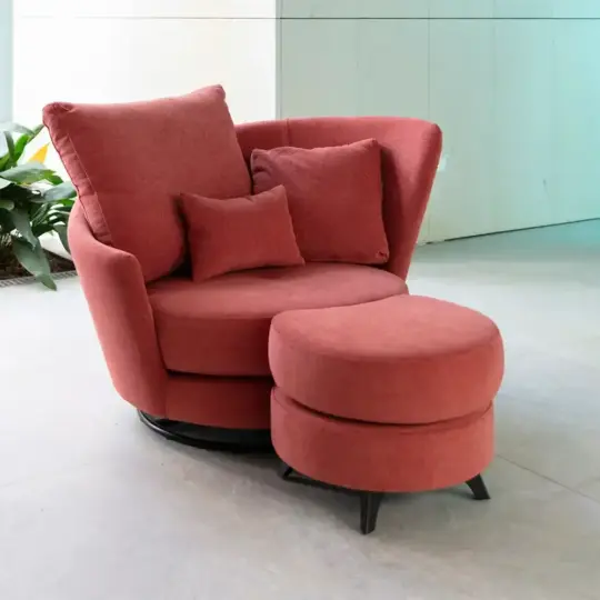 Fauteuil Pivotant Tissu Rouge Fama Roxane