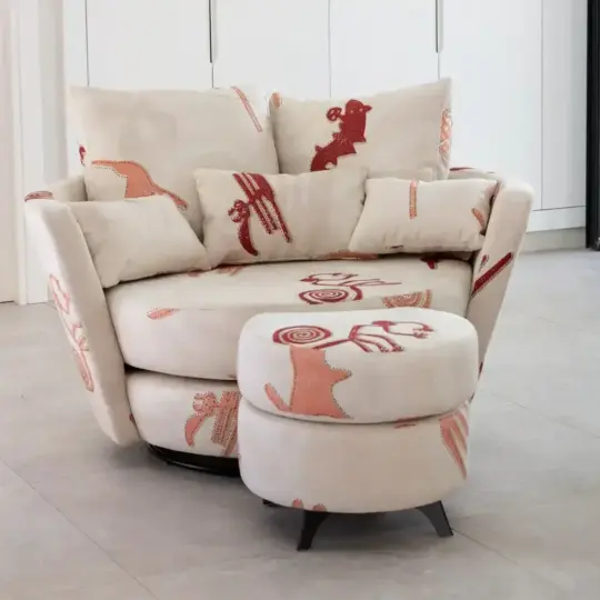 Fauteuil Tissu Beige Fama Mynest