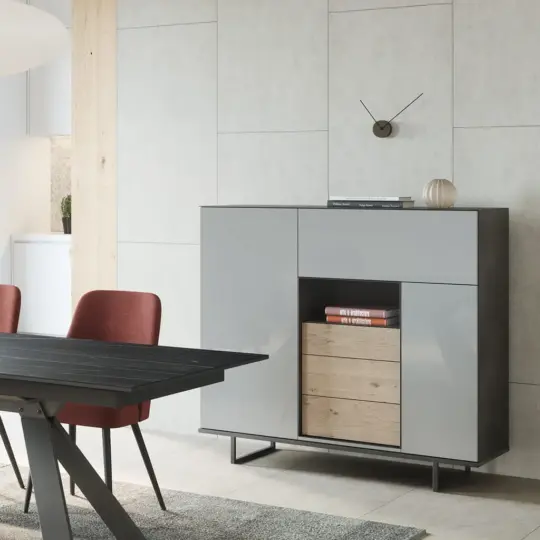 Buffet Haut Moderne Laque Grise Nantes Ferstone