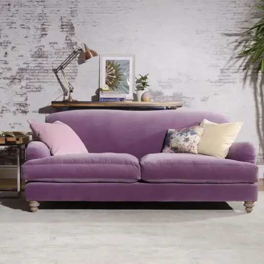 Canape Anglais Velours Violet Style Romantique Tetrad Ruffle