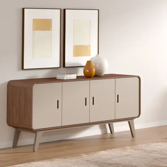 Enfilade 4 Portes Scandinave Naturel Forme Courbe Arcus
