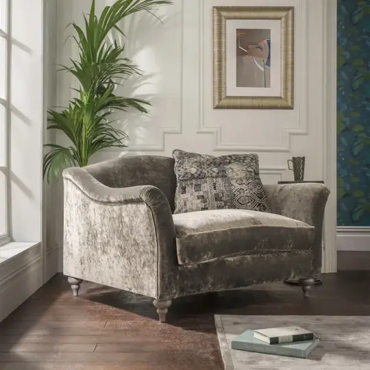 Fauteuil Anglais Velours Taupe Tetrad Lamour