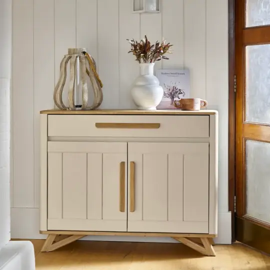 Grand Meuble Entree Campagne Chic Bois Blanc Alva