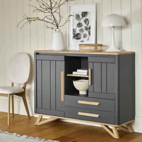 Meuble Appui Campagne Chic Bois Antracite Alva