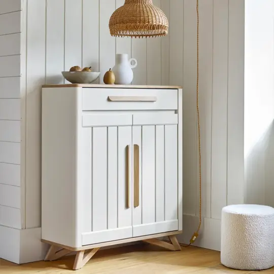 Meuble Entree Campagne Chic Bois Blanc Alva