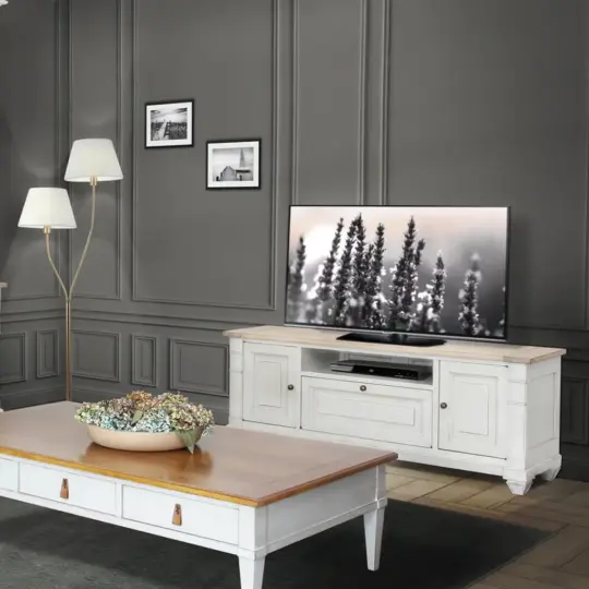 Meuble Tv Classique Chic Blanc Vanessa Directoire