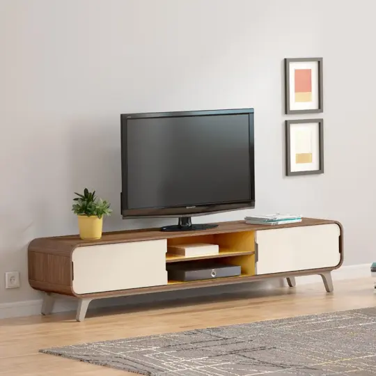 Meuble Tv Scandinave Naturel Courbe Arcus