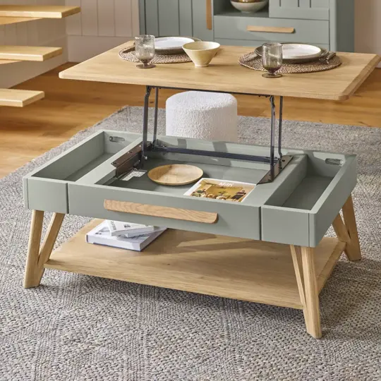 Table Dinette Salon Campagne Chic Bois Verte Alva
