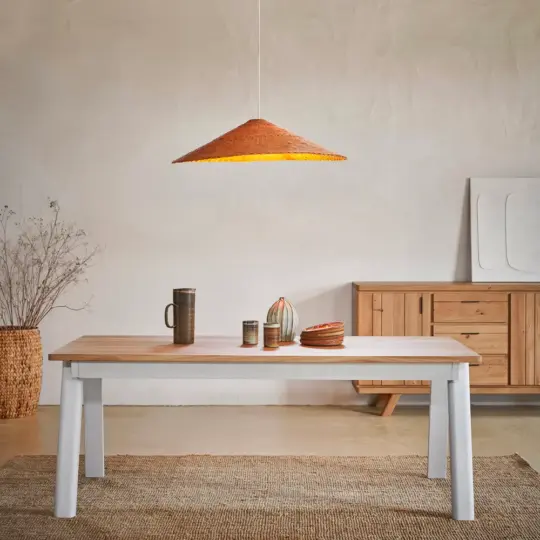 Table Rectangulaire Style Campagne Chic Bois Blanc Havane